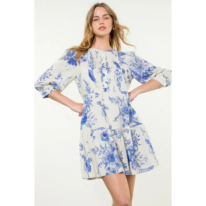 THML Long Sleeve Floral Midi Dress