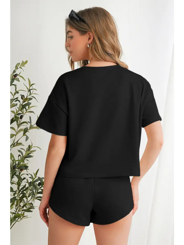 Cropped Tee& Ruffled High Waist Skort Set