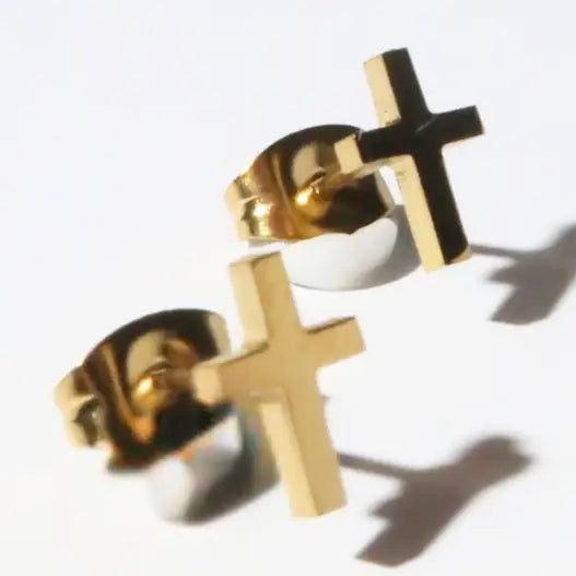 Cross Gold Plated Stud Earrings