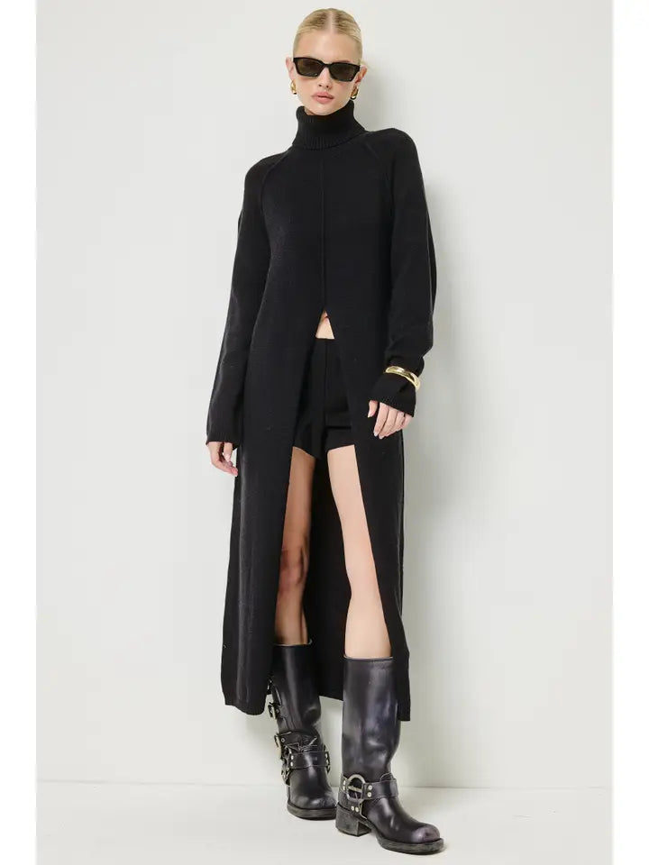 Front Slit Midi Sweater Dress