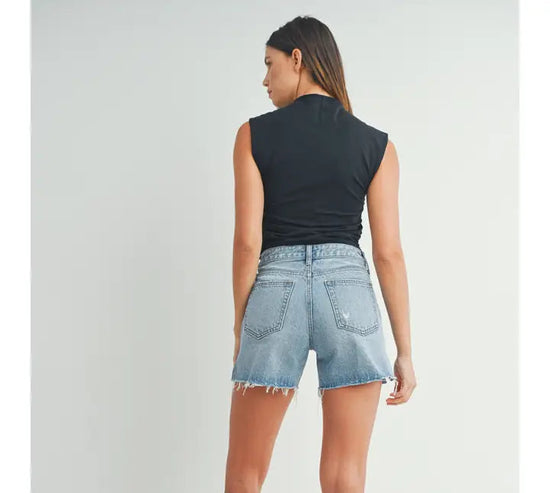 High Rise Medium Denim Short