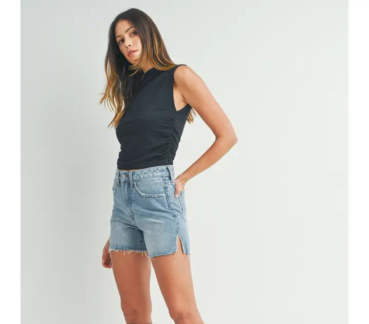 High Rise Medium Denim Short