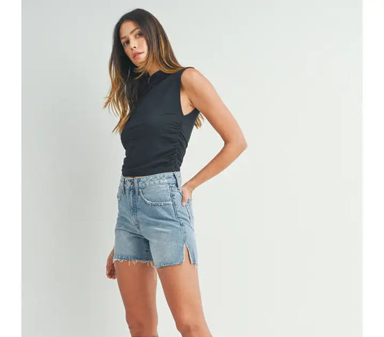 High Rise Medium Denim Short