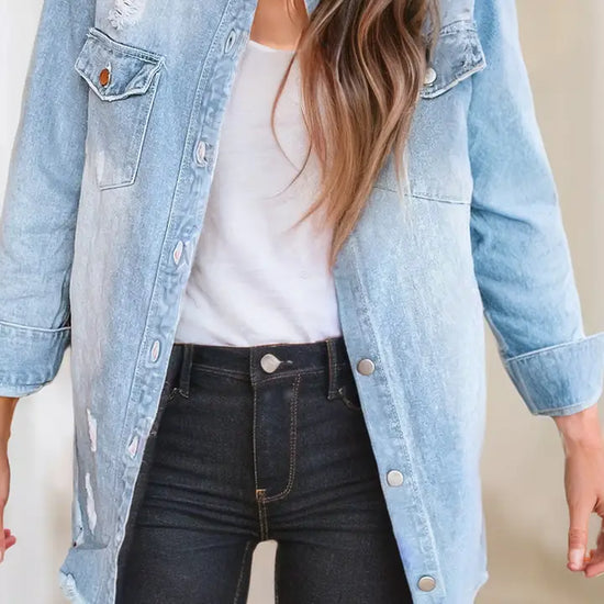 Distressed Denim Shirt Jacket