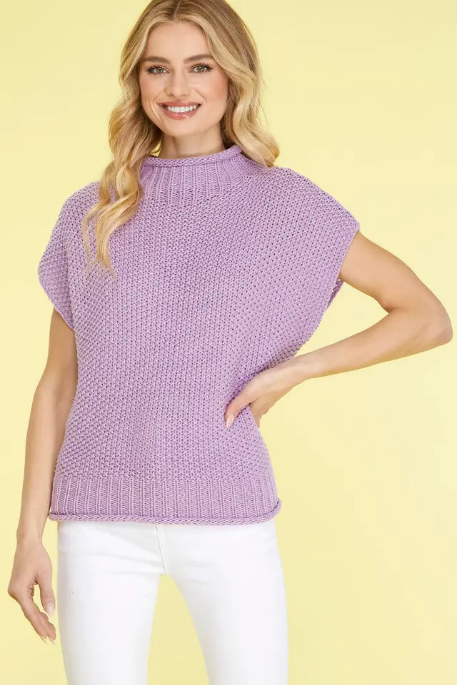 Drop Shoulder Mock Neck Sweater
