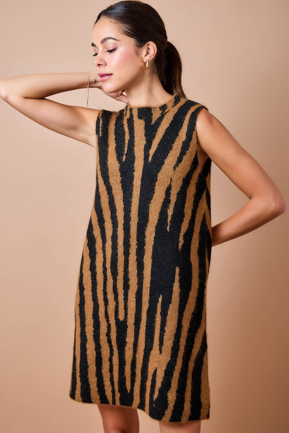Tiger Knit Sweater Dress