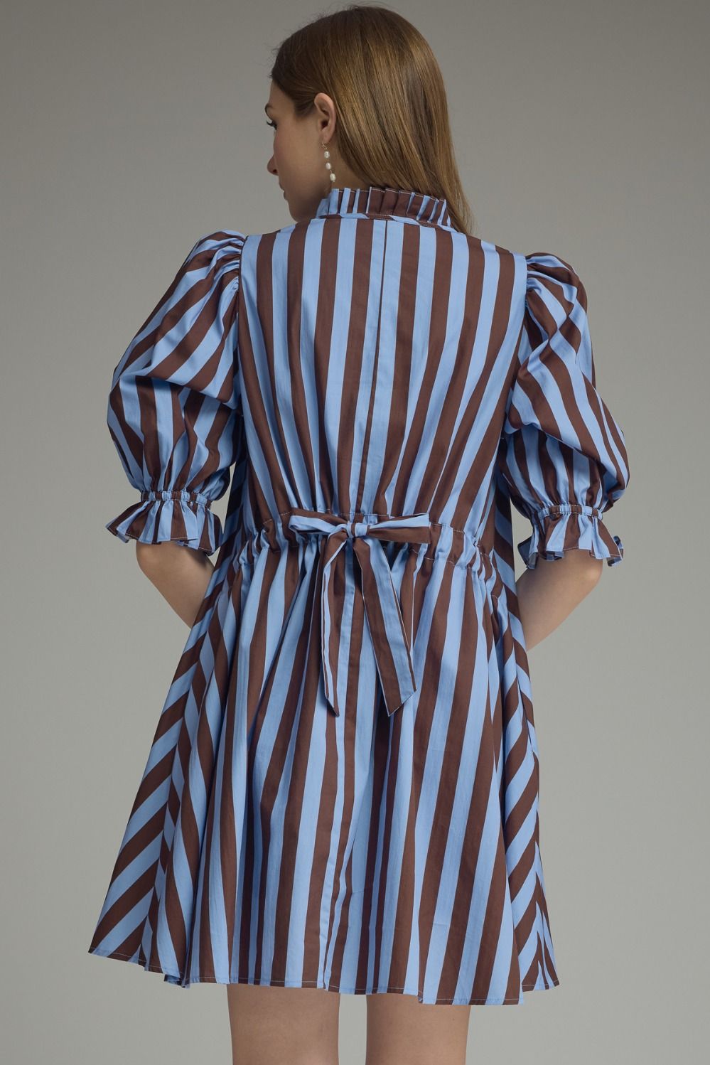 Puff & Ruffle Striped Mini Dress