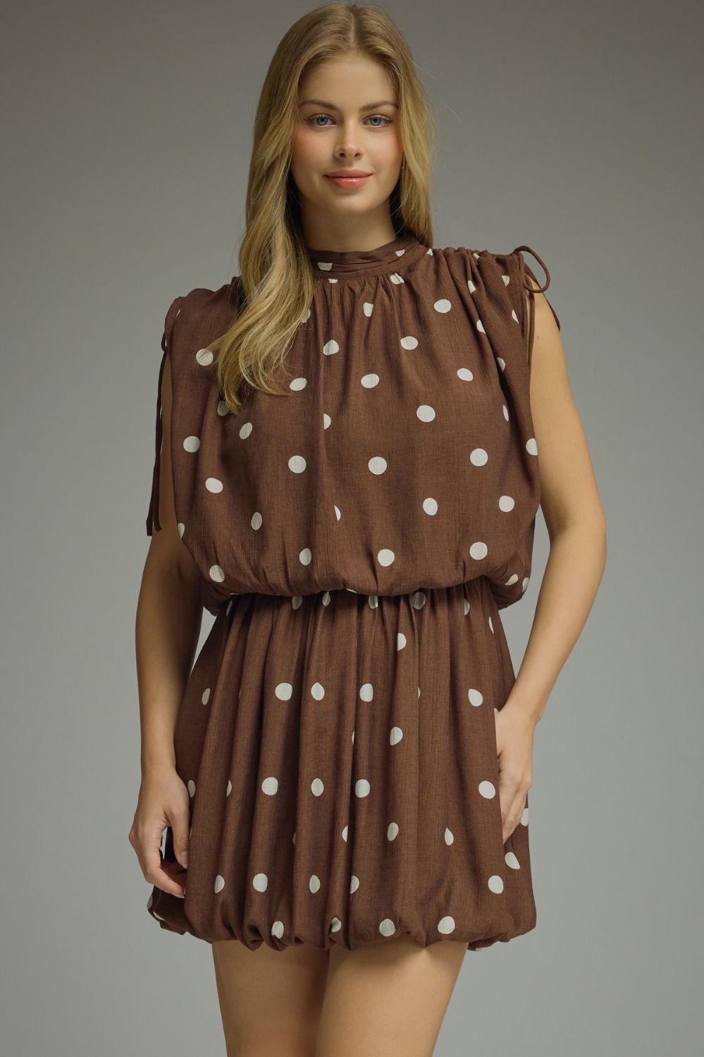 Bubble Hem Dotty Mini Dress