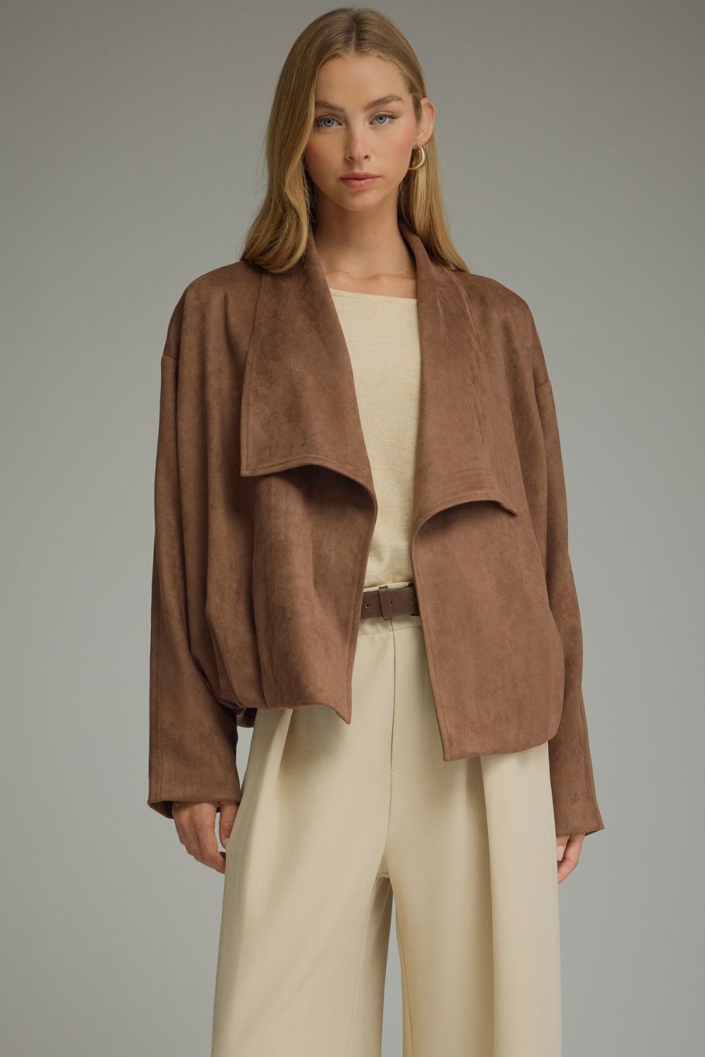 Suede Draped Jacket