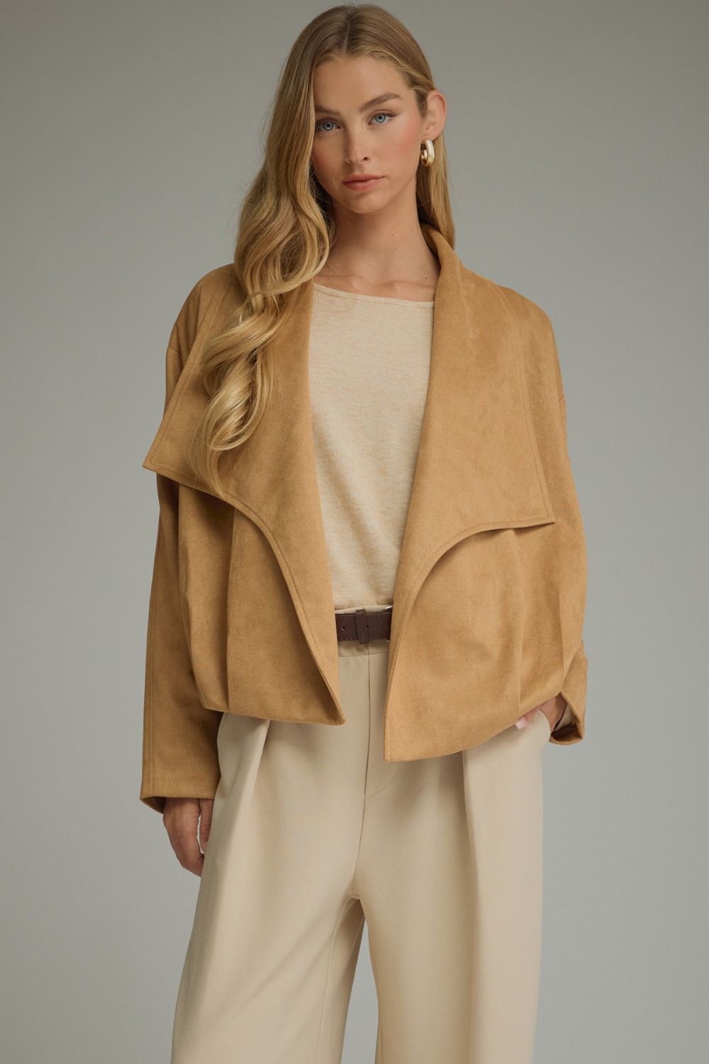 Suede Draped Jacket
