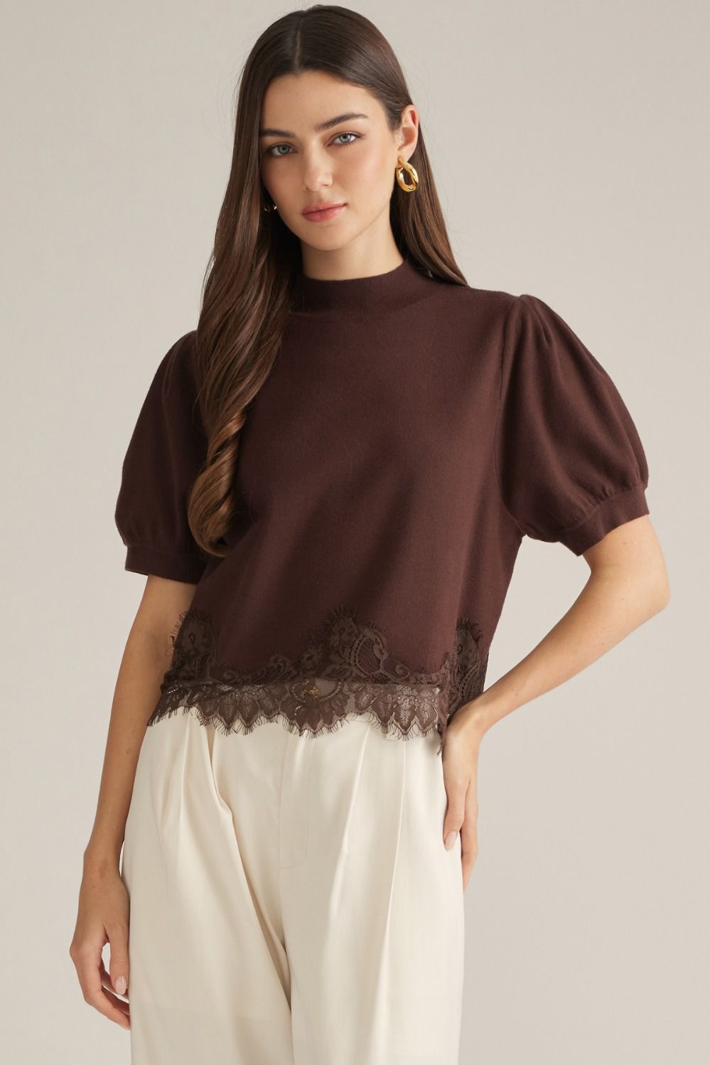 Lace Trim Sweater Top