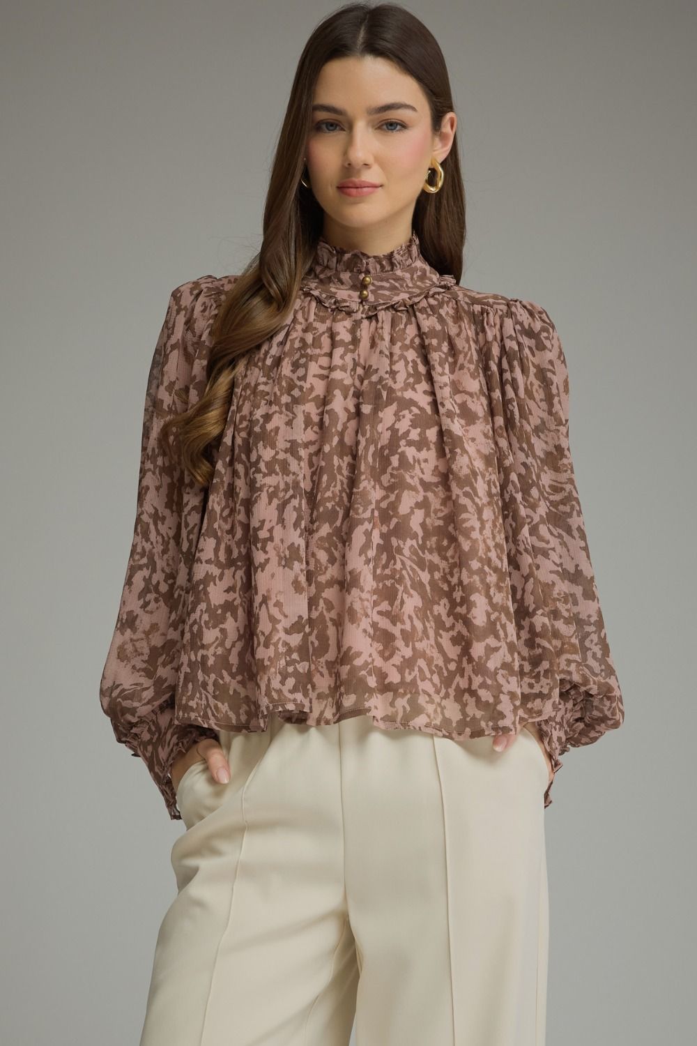 Elegant Button Collar Blouse