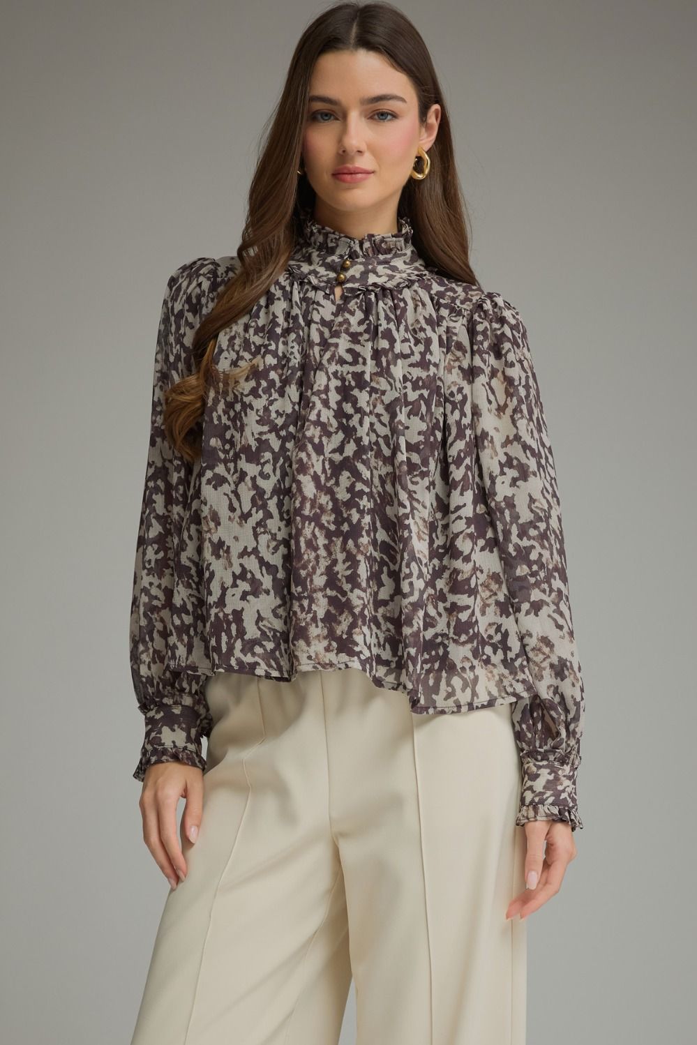 Elegant Button Collar Blouse