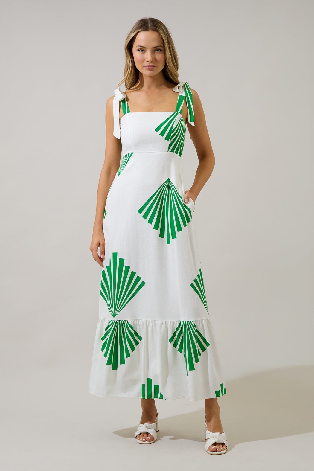 Fan Breeze Hendy Shoulder Tie Maxi Dress