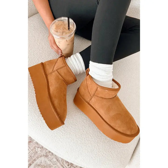 Faux Fur Lined Suede Ankle Boots