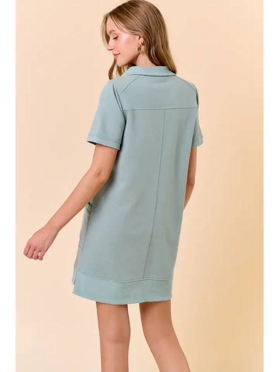 French Terry Front Zip Mini Dress