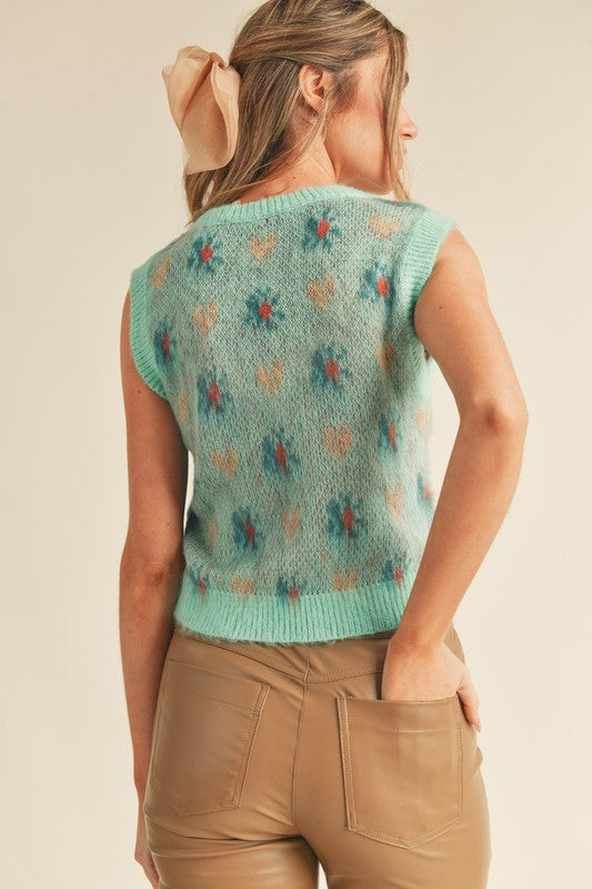 Load image into Gallery viewer, Fuzzy Floral Sweater Vest
