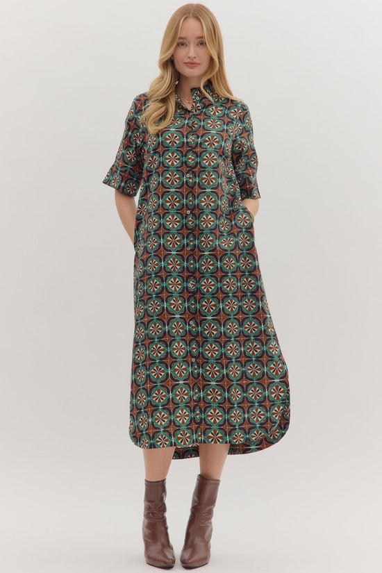 Geometric Print Midi Dress