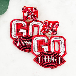 Load image into Gallery viewer, GO Football Beaded Earrings
