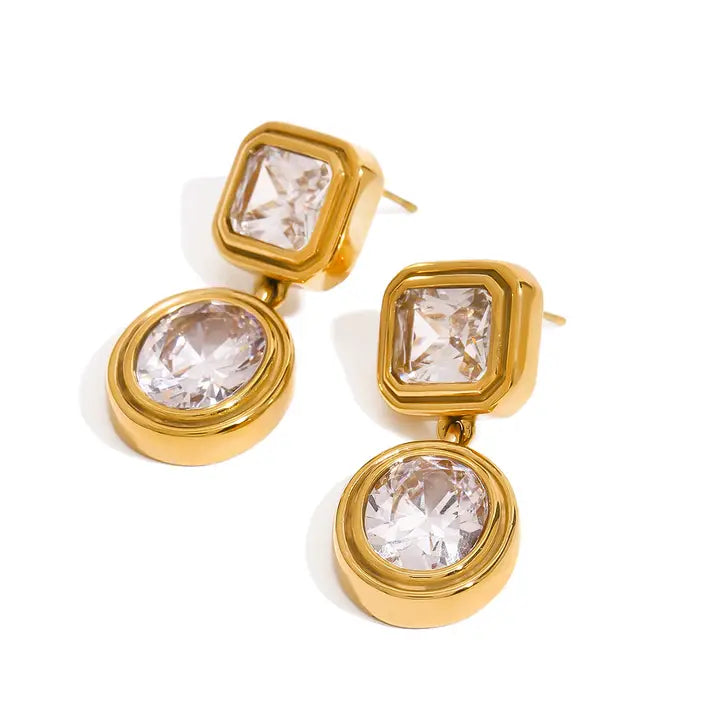 Gold Bezel Earrings Waterproof