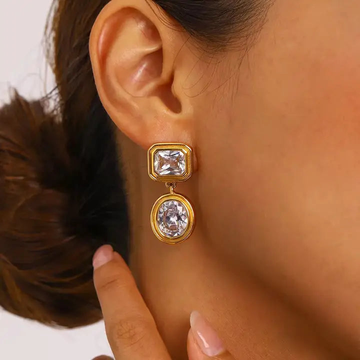 Gold Bezel Earrings Waterproof