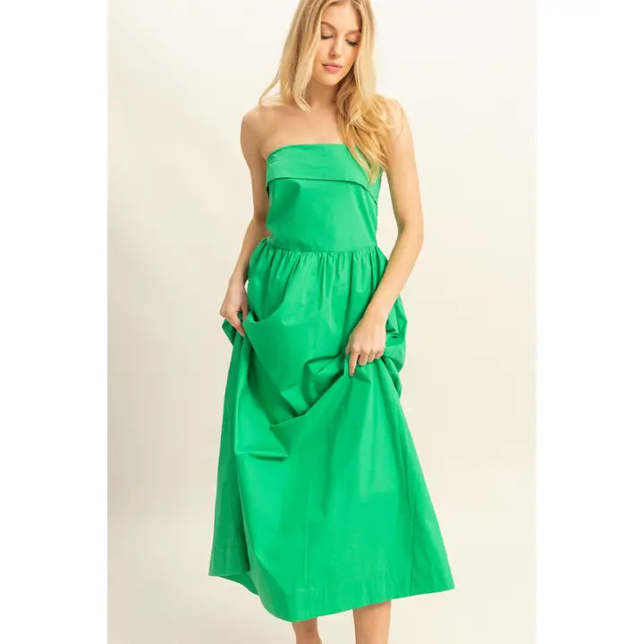 Strapless Fit and Flare Midi Dress