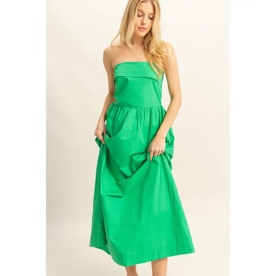 Strapless Fit and Flare Midi Dress