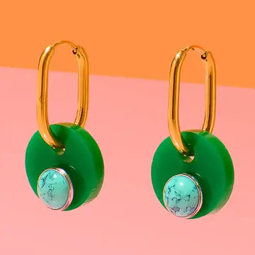 Deco Glam Oval Hoop Earrings