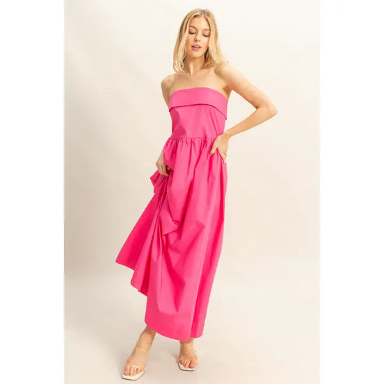 Strapless Fit and Flare Midi Dress