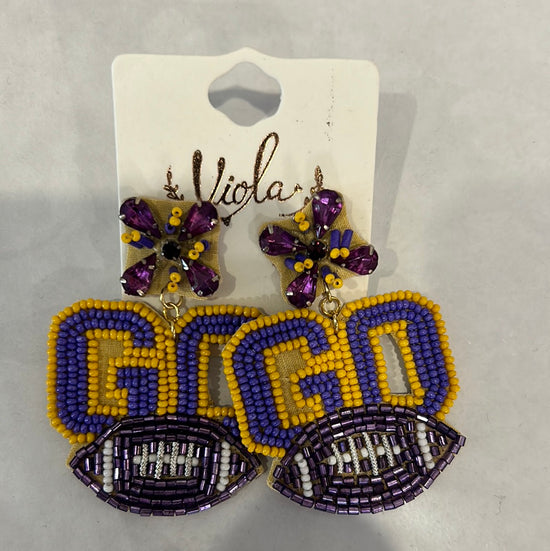 GO Football Beaded Earrings