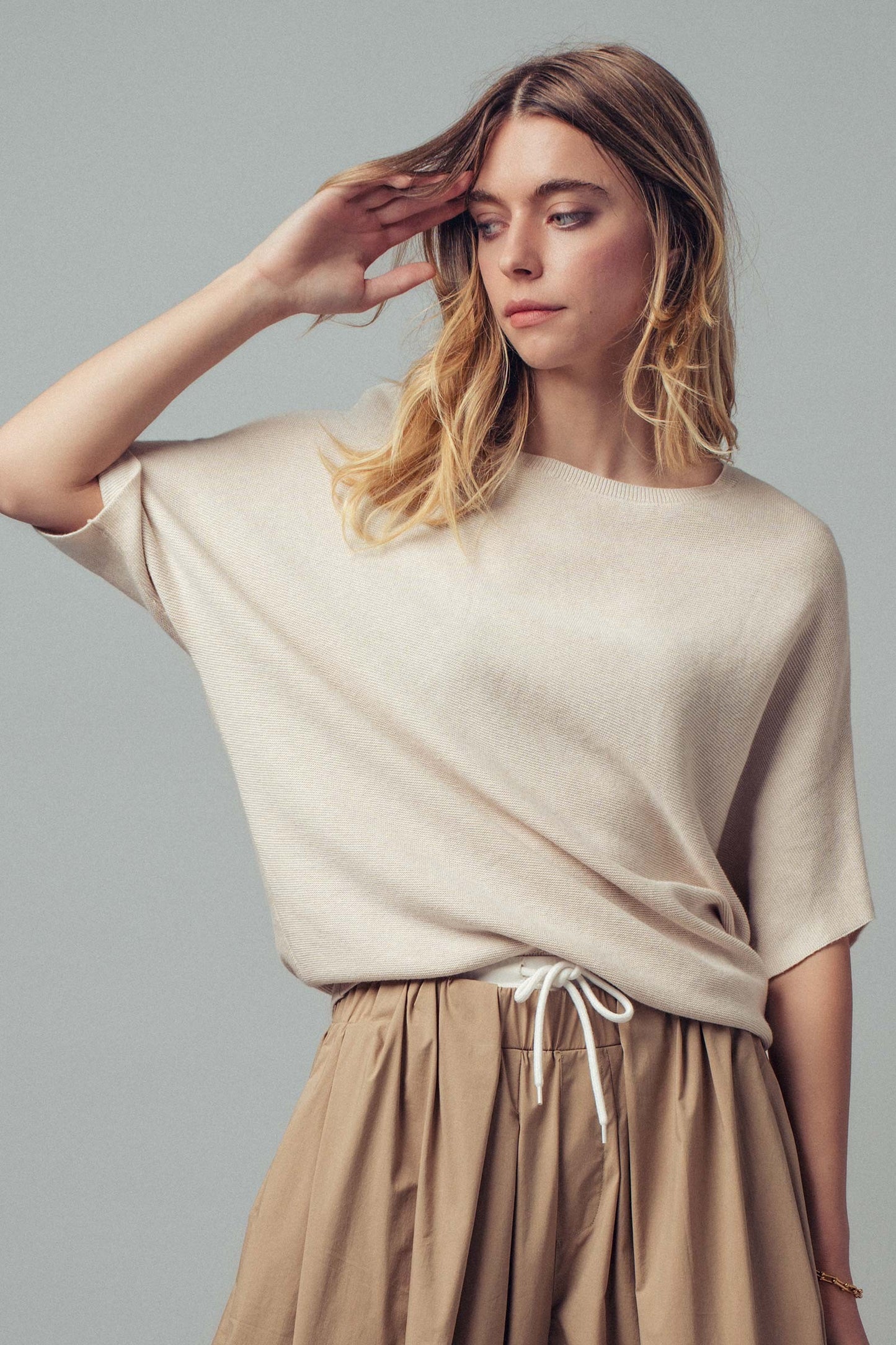 Dolman Short Sleeve Knit Top