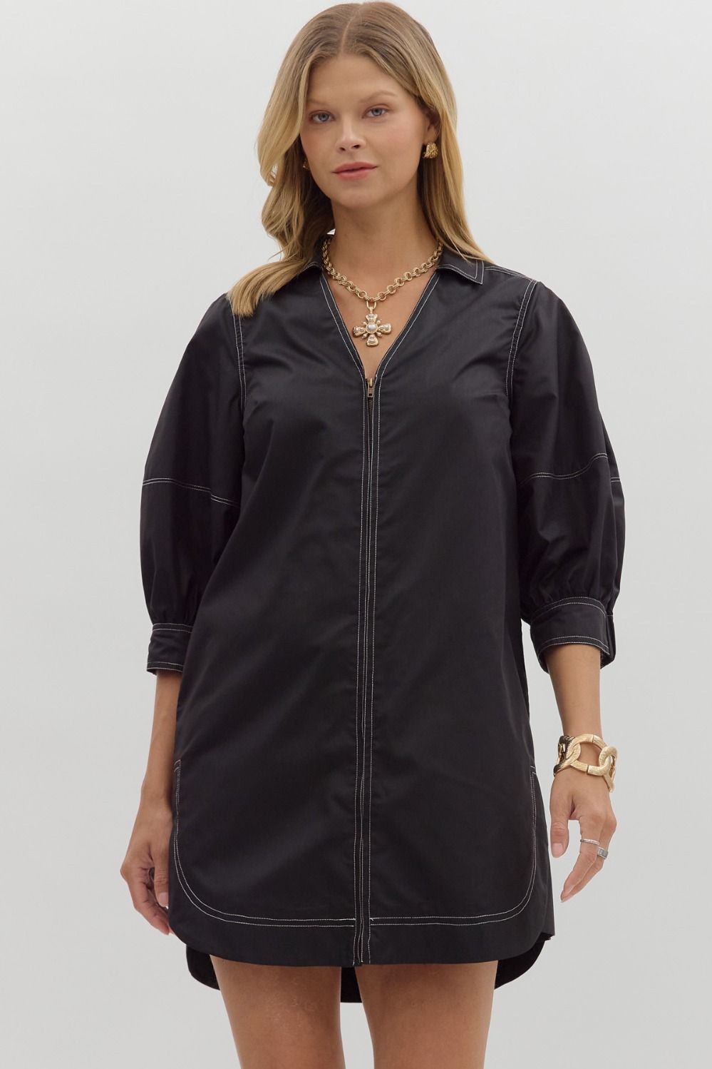 Lantern Sleeve Mini Dress