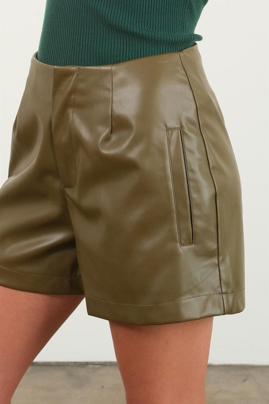 Leather Shorts With Pockets