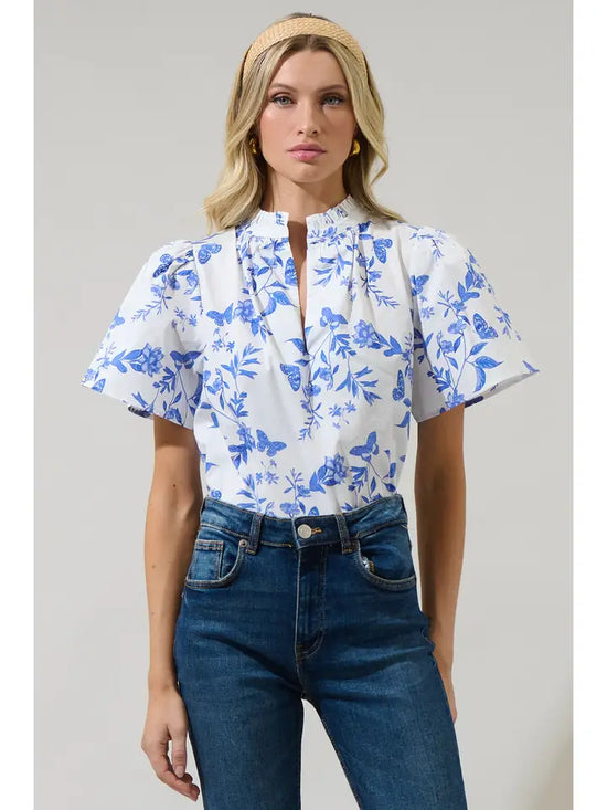 Leya Floral Inaya Split Neck Top