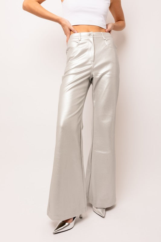 Lupe Faux Leather Flared Pants