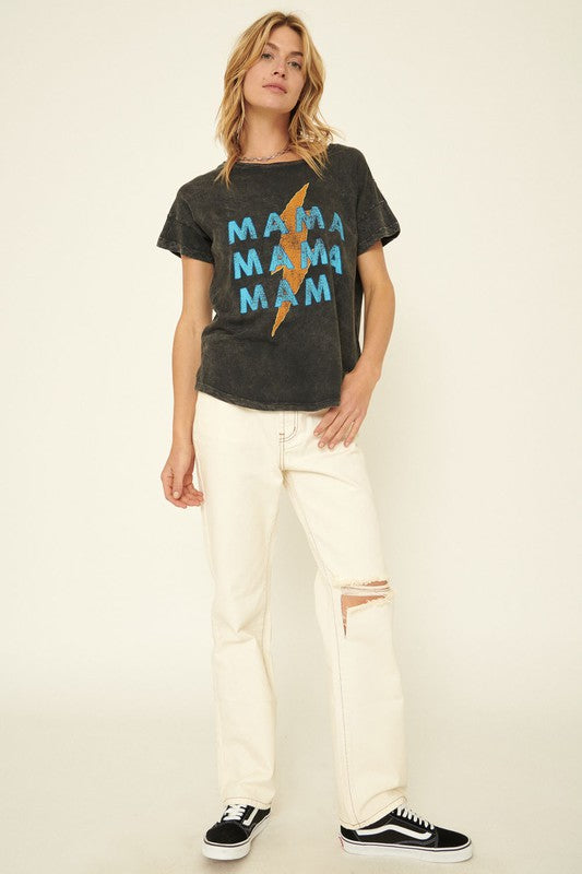 Thunder Mama Mineral Washed Vintage Graphic Tee