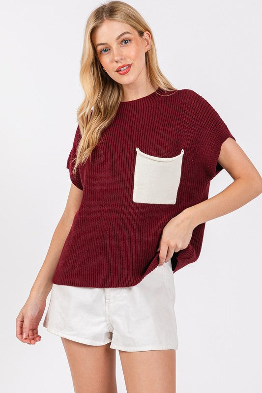 Contrast Sweater Top