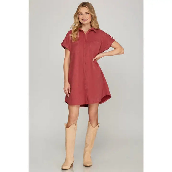 Suede Feel Shirt Dress
