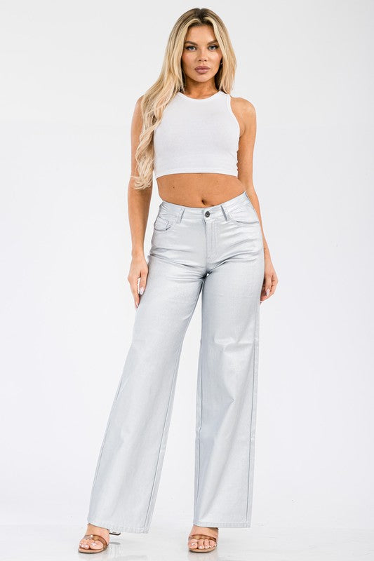 High Waisted Metallic Pant