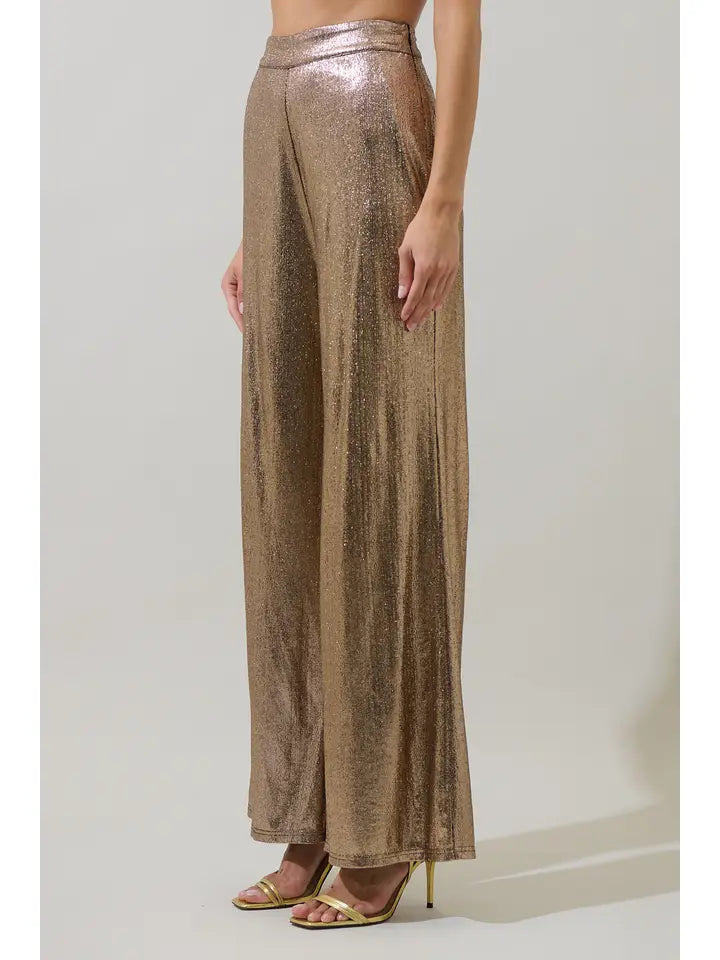 Metallic Wide Leg Pant