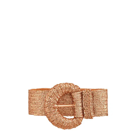 Half Circle Buckle Metallic Straw Belt