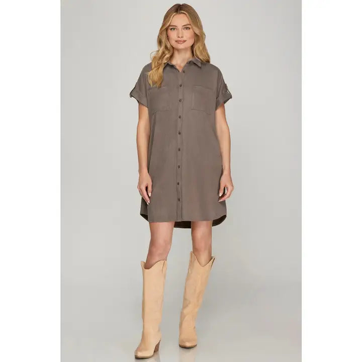 Suede Feel Shirt Dress