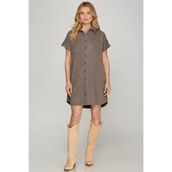 Suede Feel Shirt Dress