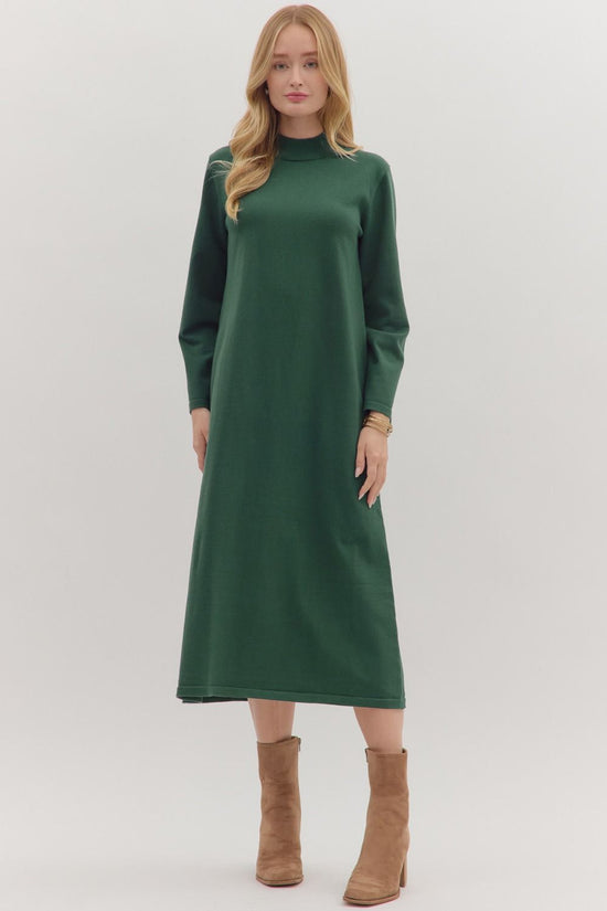 Mock Neck Midi Sweater Dress