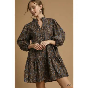Paisley Tiered Mini Dress