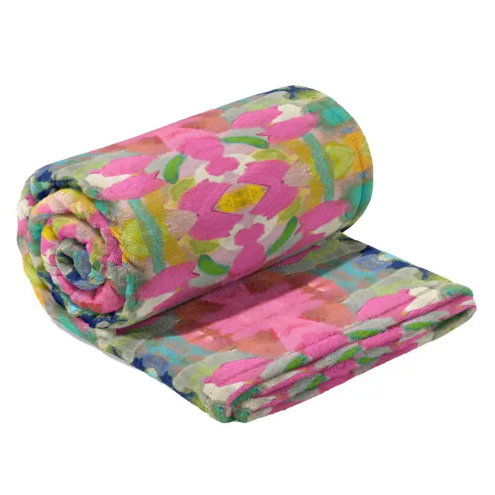 Laura Park Pink Paradise Fleece Blanket