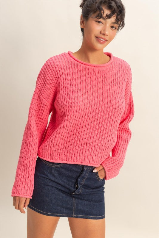 Rolled Edges Sweater