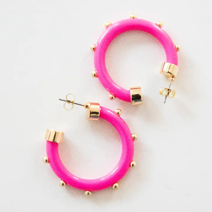 Small Hoop Earrings with Gold Studs