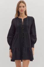 Pintuck Detail Mini Dress