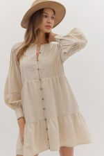 Pintuck Detail Mini Dress